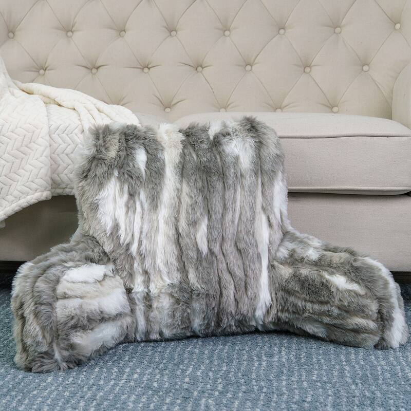 Jacquard FauxFur BedRest, 20" x 18" x 17" - 20" x 18" x 17" - Grey