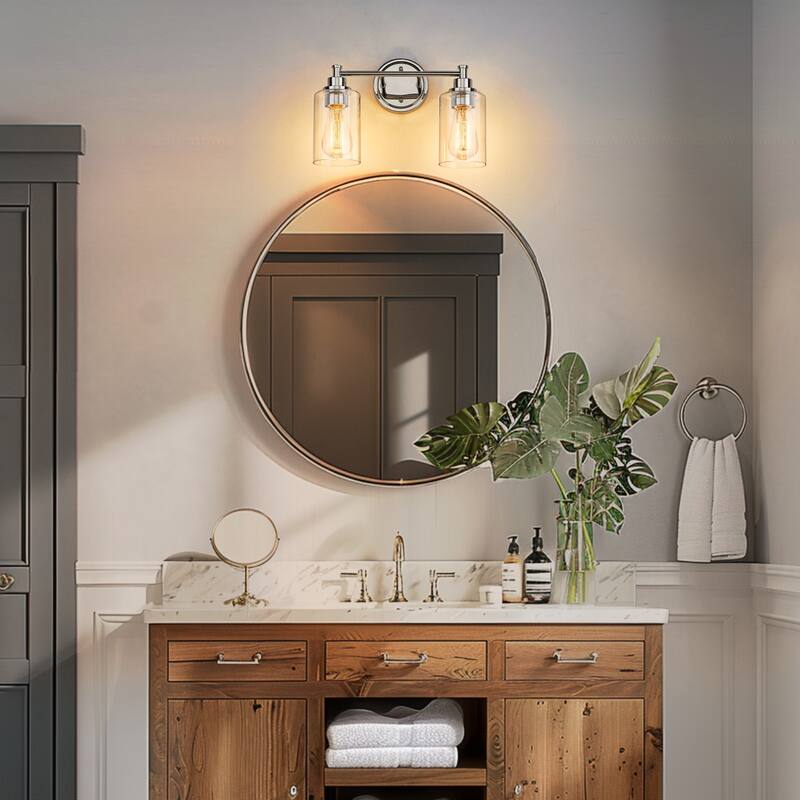 2/3/4/5-Light Bathroom Vanity Light with Clear Glass Shade