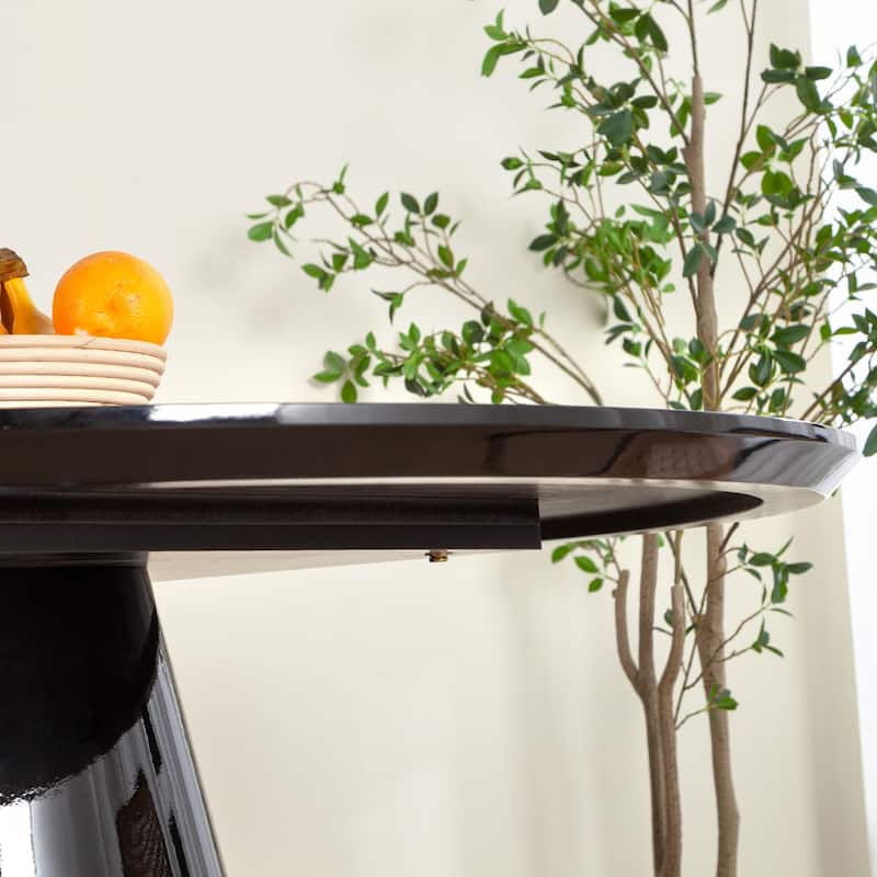 47" Round High-Gloss Black Dining Table