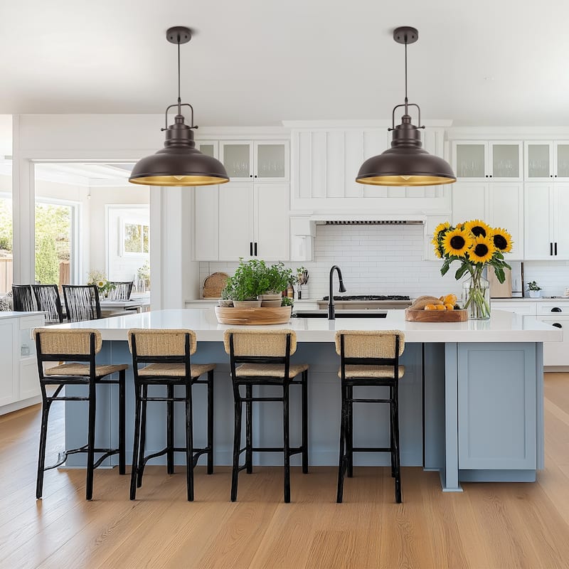 1-Light Industrial Farmhouse Metal Dome Pendant Light, Oil Rubbed Bronze Finish