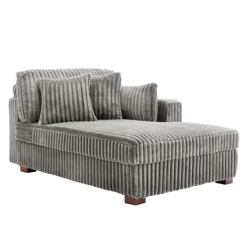 42" W Plush Corduroy Upholstered Chaise Lounge Sleeper for Living