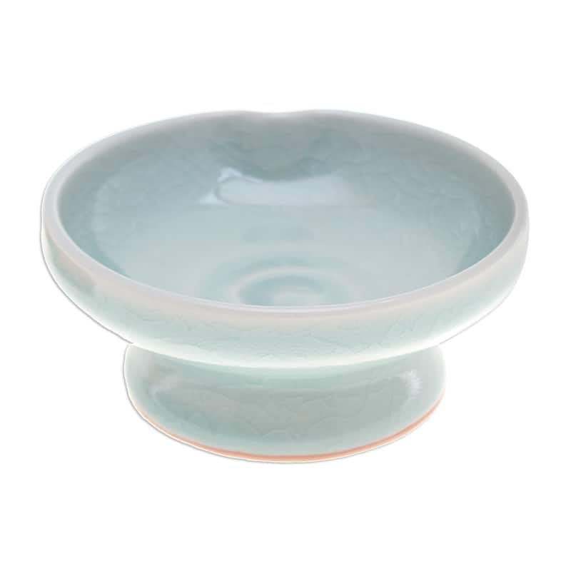 Novica Handmade Chic And Versatile Celadon Ceramic Footed Plate