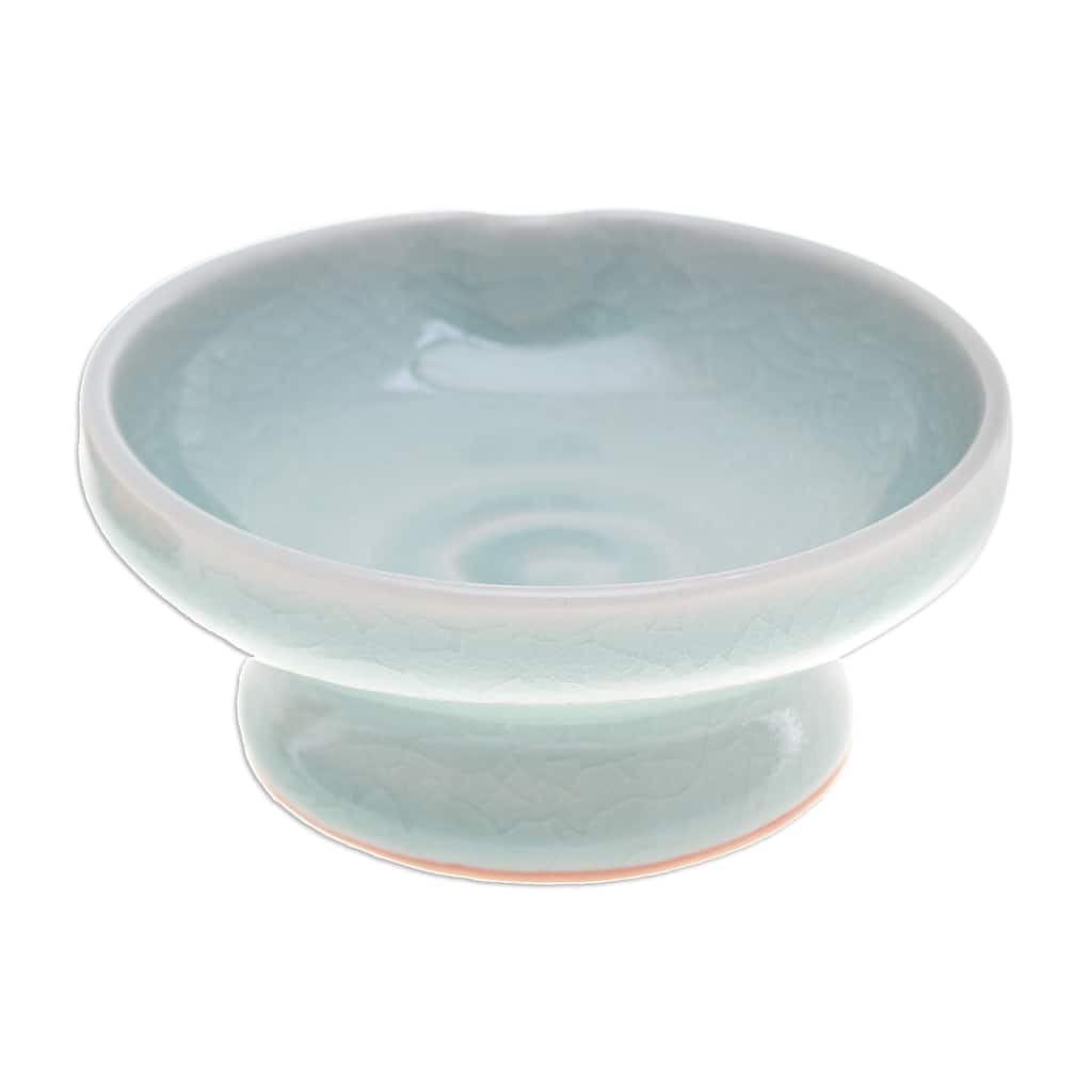 Novica Handmade Chic And Versatile Celadon Ceramic Footed Plate