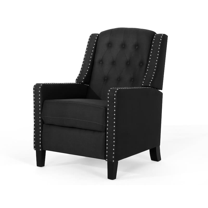 Pushback Recliner Chair, Fabric Armchair Push Back Recliner with Rivet Trim, Mid Century Tufting Accent Chair for Living Room