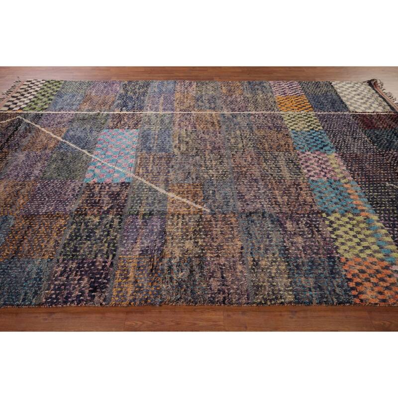 Plush Moroccan Oriental Rug Hand-Knotted Wool Carpet - 7'11" x 10'10"