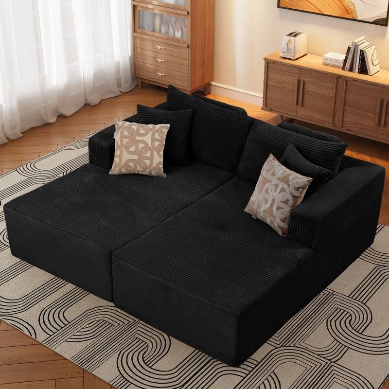 WINSOON 74''x69'' Plush Modular Sectional Sofa with Pillows - Black