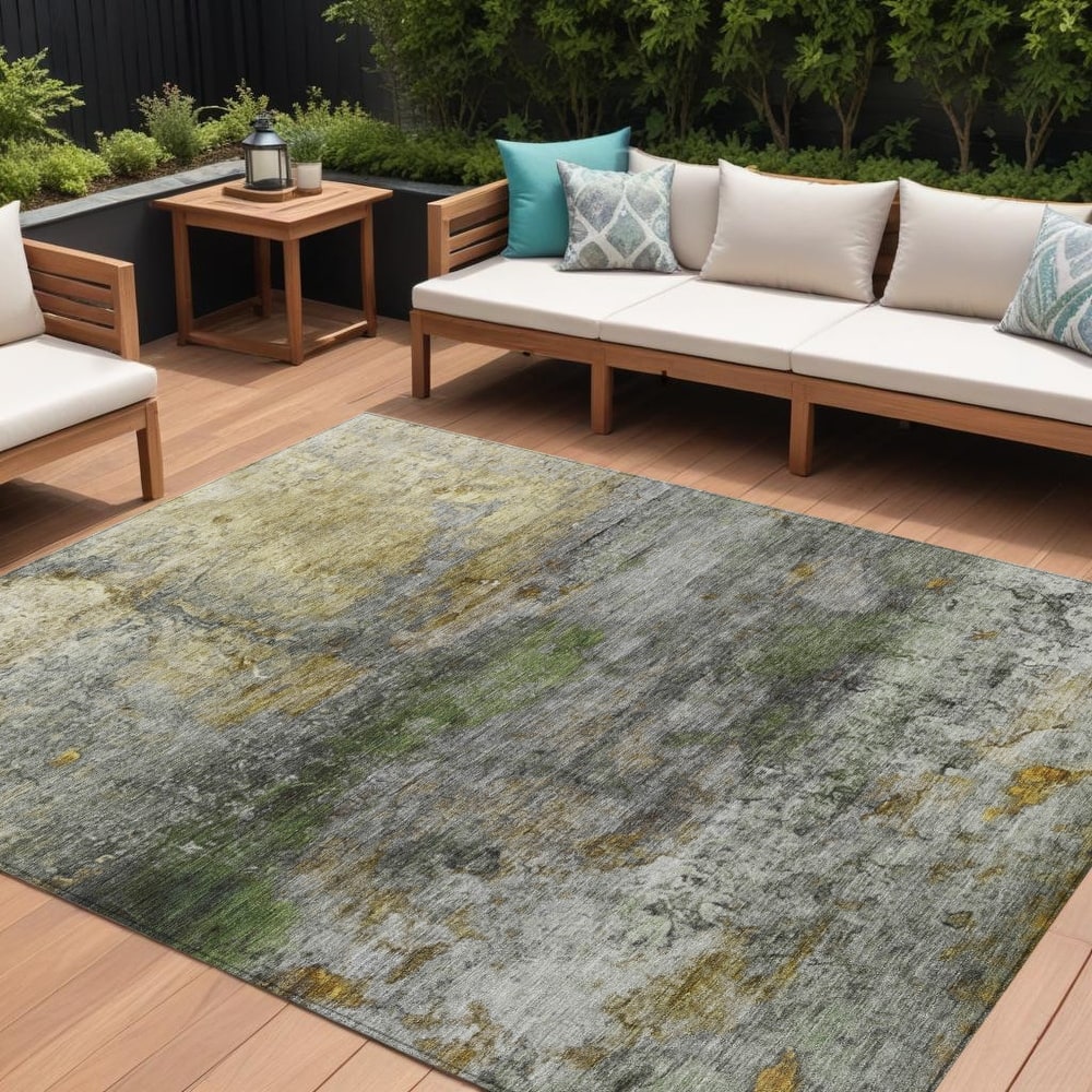 HomeRoots Abstract Transitional Rectangle Outdoor Rug