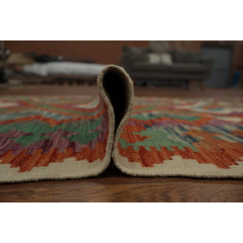 Hand Woven Oriental 100% Wool Carpet Southwestern Tribal Multi-Colored Kilim Area Rug - 4' 10'' X 3' 3''