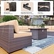 preview thumbnail 18 of 28, Kullavik 15PCS Outdoor Patio Furniture Set with Fire Pit Table & Glass Top Coffee Table