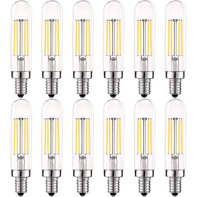 Luxrite T6 T6.5 Vintage LED Tube Light Bulbs 5W= 60W, 4000K Cool White, Dimmable, 500 Lumens, UL Listed, E12, 12-Pack