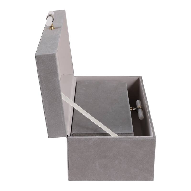 Wood Decorative Boxes with Lid Stone Handle (Set of 2) - 5/6" Gray - 14" x 9.25" x 6.5"