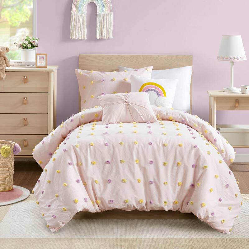 Intelligent Design Kids Callie Cotton Jacquard Pom Pom Comforter Set