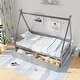 preview thumbnail 7 of 18, Costway Twin Size House Bed with Roof Safety Guardrail 2 Storage