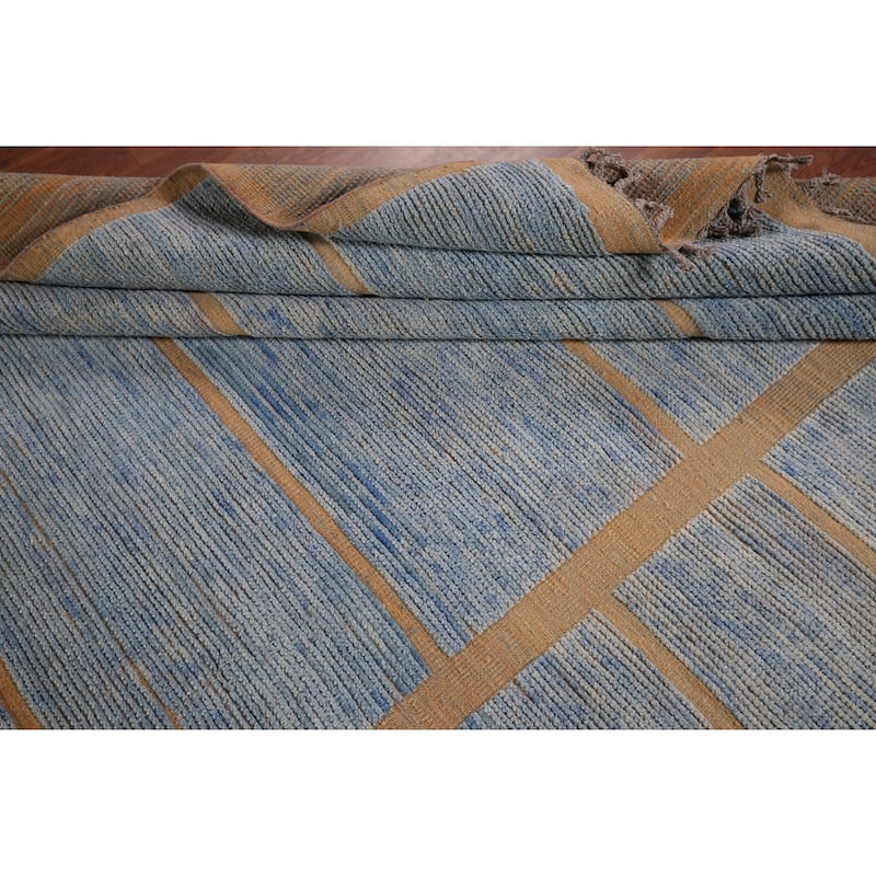 Blue Moroccan Large Oriental Area Rug Hand-Knotted Wool Carpet - 10'1" x 14'7"
