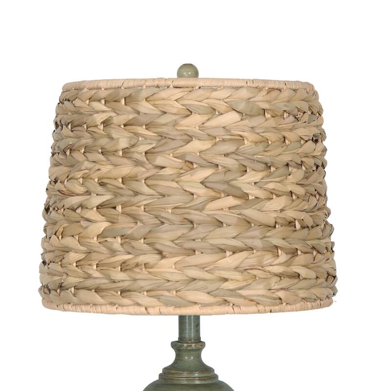 Poly Rattan Table Lamp with Weaved Grass Shade