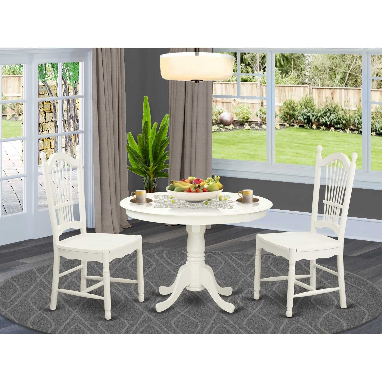 Round Kitchen Dining Table Set - 5 Piece Dinette Table & Chairs - Antique Style Furniture
