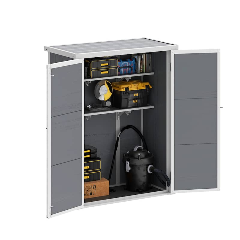 4.3'w X 2.1'd X 5.5' H Outdoor Vertical Storage Shed With 2 Shelves - N/A - Grey