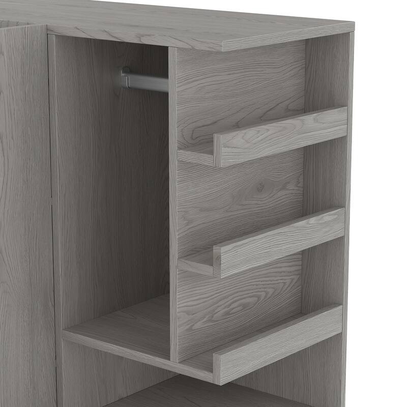 2-Door Wardrobe with Convertible Desk, Multiple Drawers & Hanging Storage