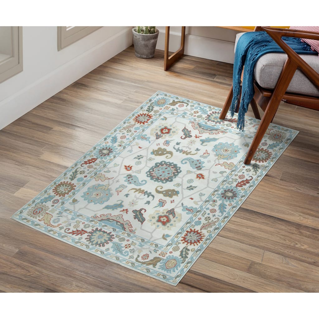 Home Decor Beige Hand-Knotted Wool Geometric Area RugStylish and Sophisticated Rug for Living Room, Bedroom, Office, or Home Dec