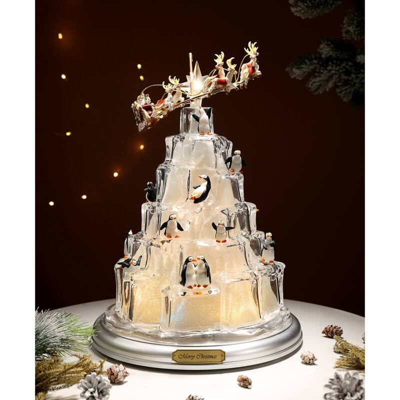 Musical LED Santa Party Christmas Tabletop Decoration 13" Clear Gold