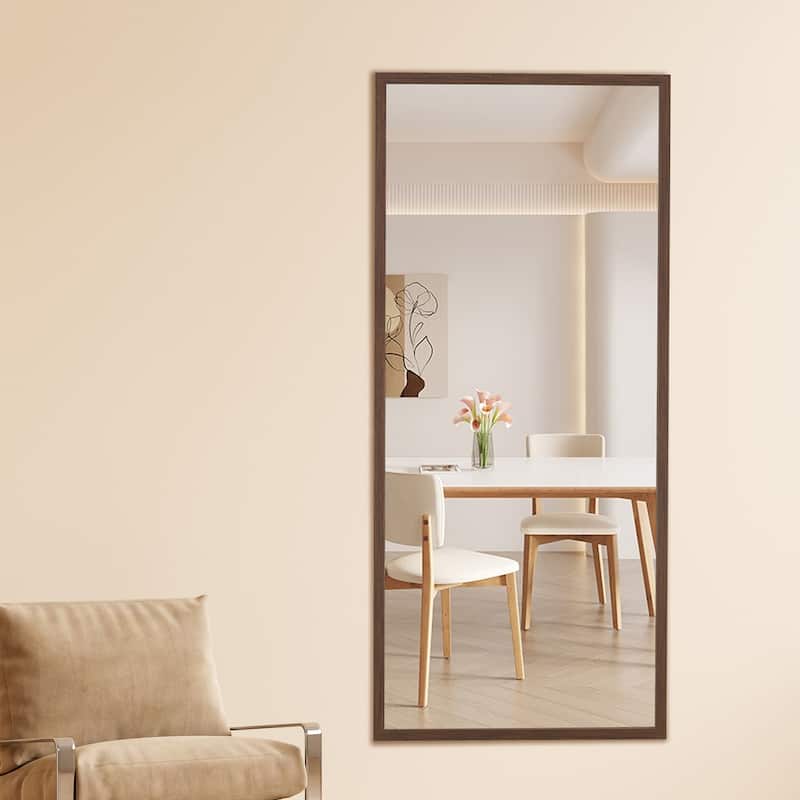 Roomfitters Full-Length Mirror with Black Solid Wood Frame, 71"x31.5" Floor Standing or Wall-Mounted Dressing Mirror