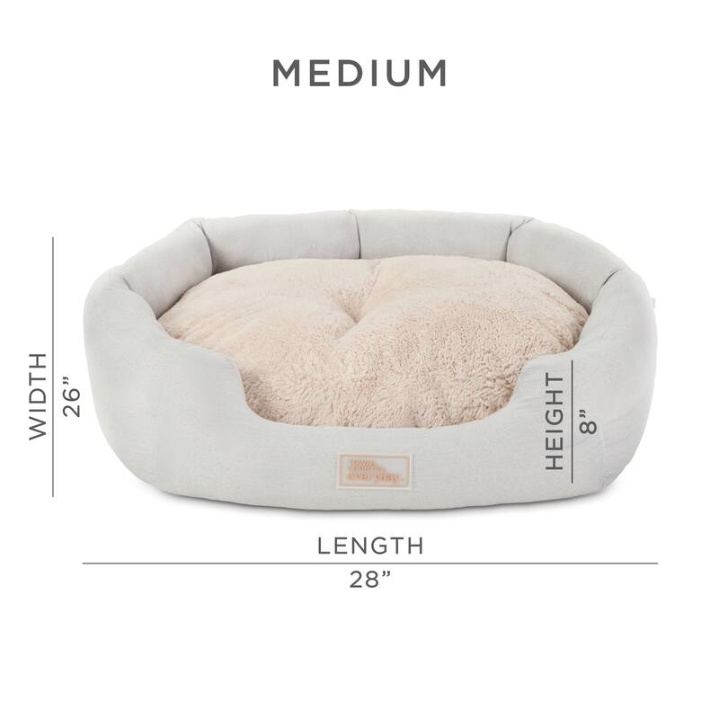 TOWN & COUNTRY EVERYDAY CuddleTown Faux Linen Comfy Cozy Cuddler Pet Bed