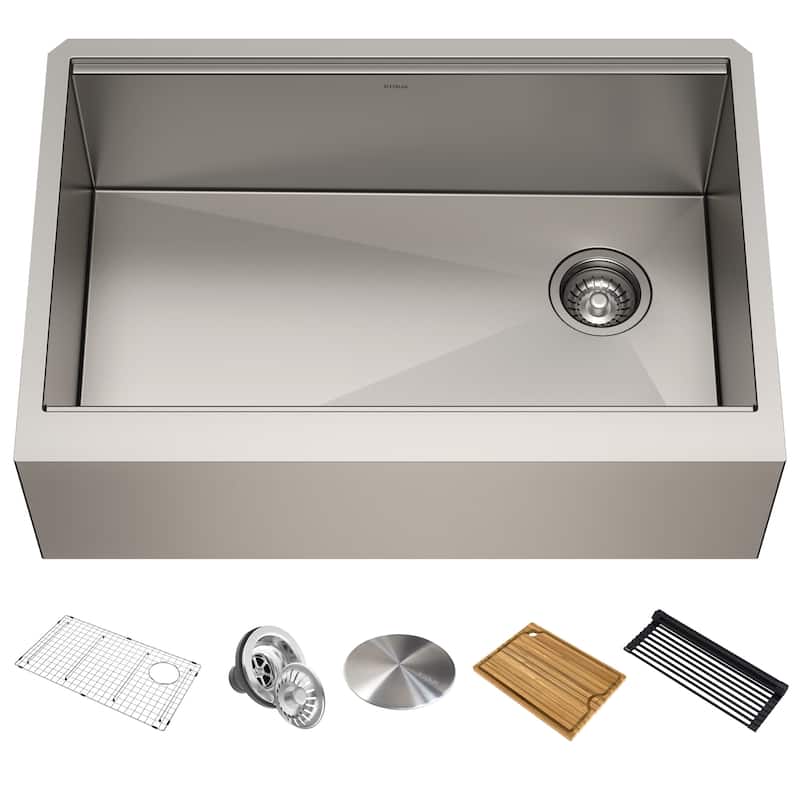 Kraus Kore 30" Farmhouse Single Basin Stainless Steel Kitchen Sink - - Stainless Steel - Stainless Steel