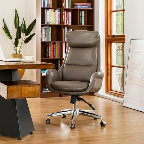 Glitzhome 48-inch Mid-century Adjustable Faux Leather Office Chair