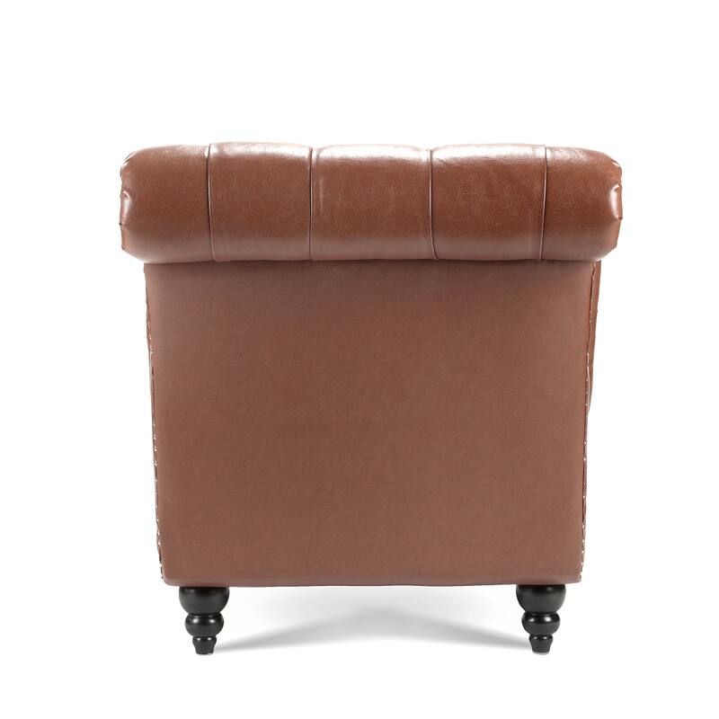 Modern 27.17" Upholstered Buttons Tufted Chaise Lounge Chair with Solid Wood Frame and Nailheads
