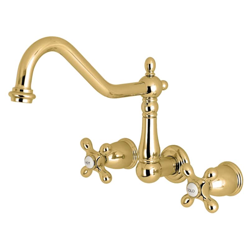 Heritage 3-Hole Wall Mount Roman Tub Faucet in Polished Brass - Polished Brass