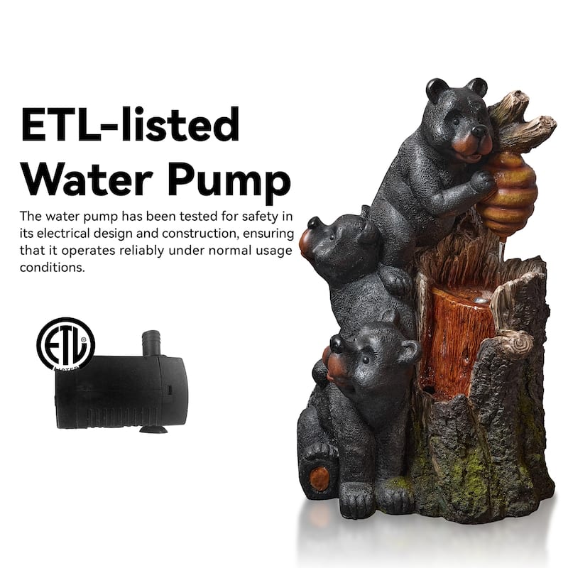 Black Bear Design Garden Decor Cascading Weather Resistant Fountain Water Fountain