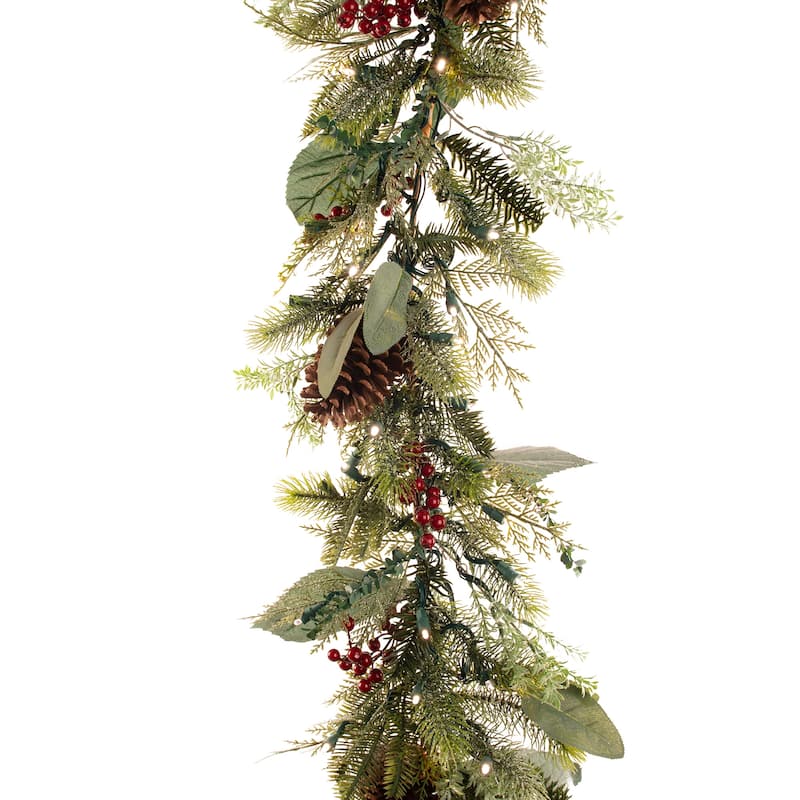 9 ft. Artificial Christmas Garland with Lights - Winter Frost - Green