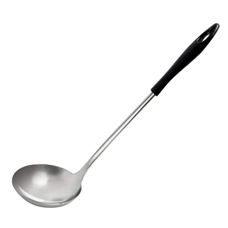 Stainless Steel Soup Spoon Ladle Home Kitchen Serving Flatware - Silver - Length: 10.6"