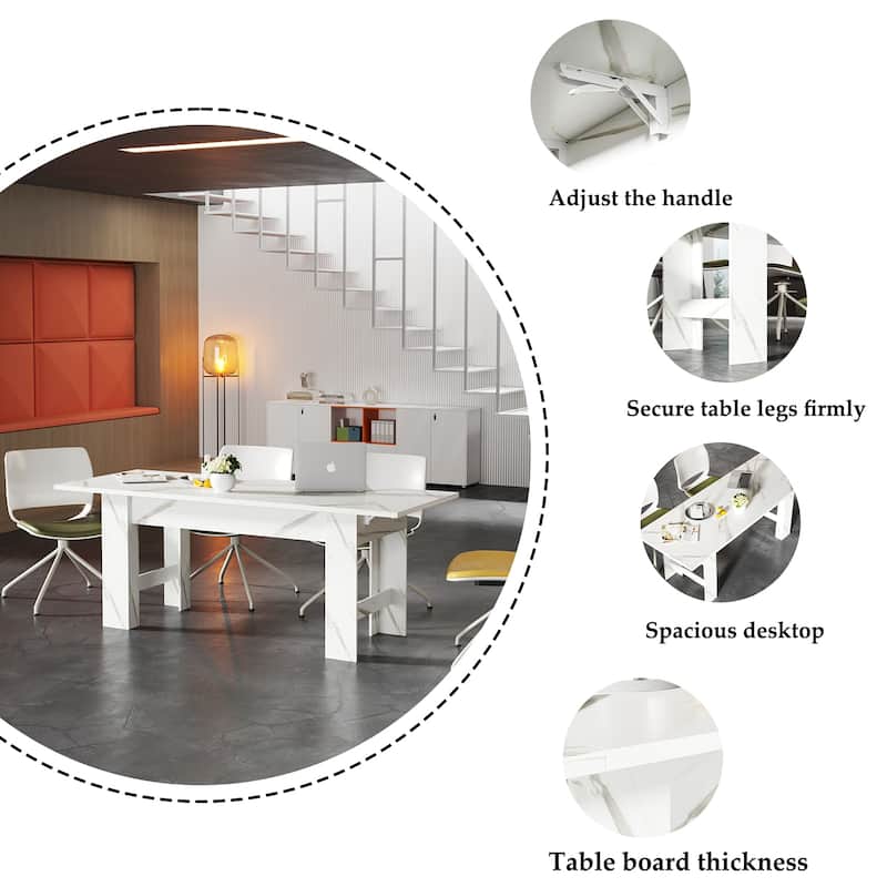 Modern Expandable Coffee Table with Foldable Sides Minimalist Wood Design for Living Room or Bedroom