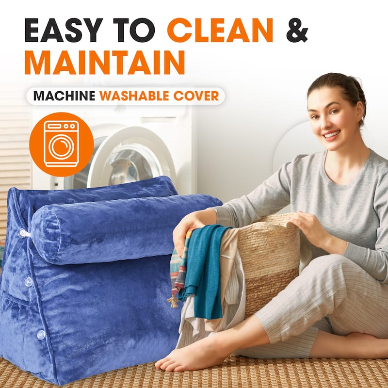 Cheer Collection Extra Large Wedge Pillow with Detachable Bolster
