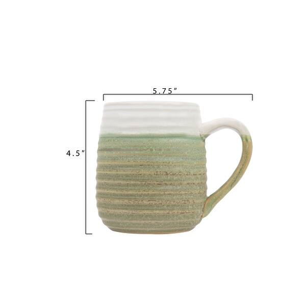 Large Multicolor Stoneware Mugs with Ribbed Sides (Set of 4 Colors ...