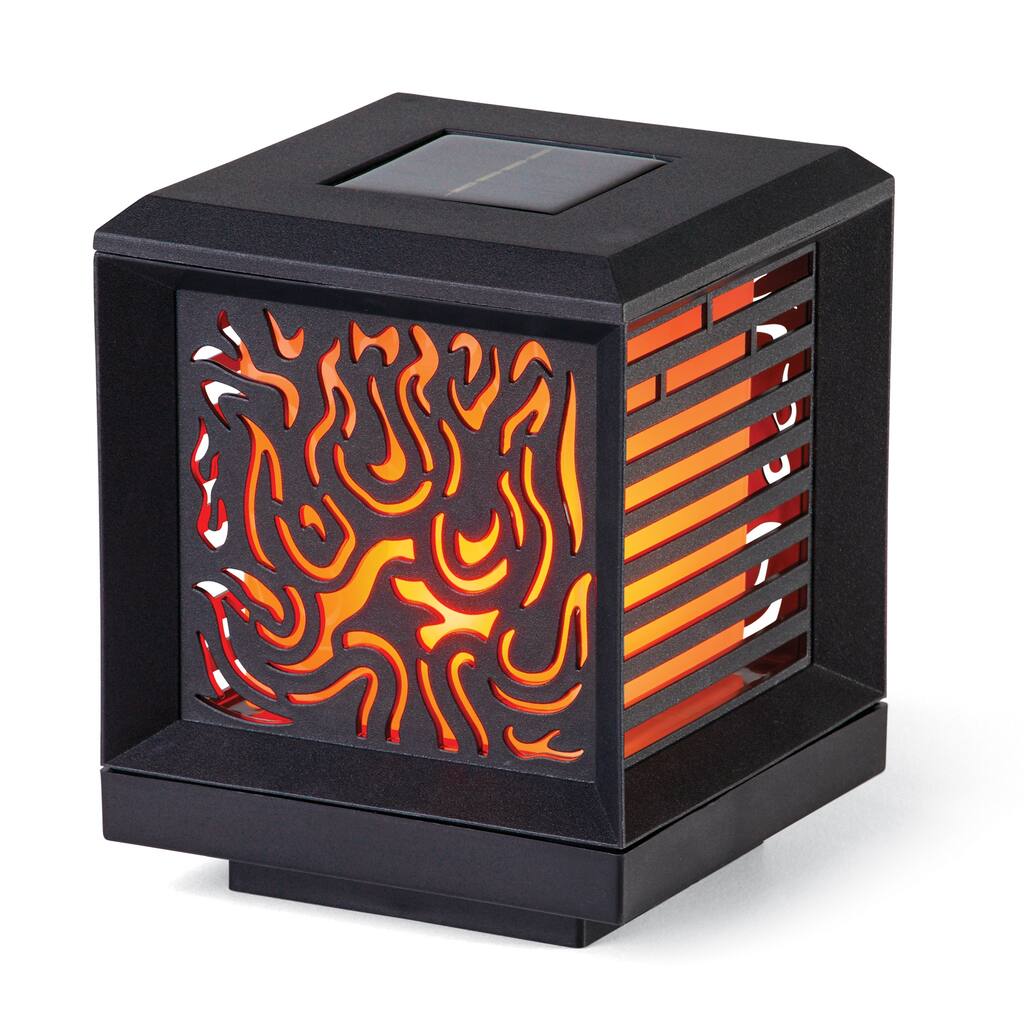 Solar Powered Flickering Flame Post Cap Cover - 5.25 x 6.5 x 5.25