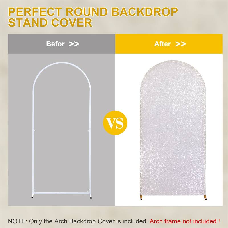 1 pack Bling Arch Backdrop Cover, Sequin Wedding Arch Stand Cover with Round Sequins, Zipper Design Banquet Backdrop Cover