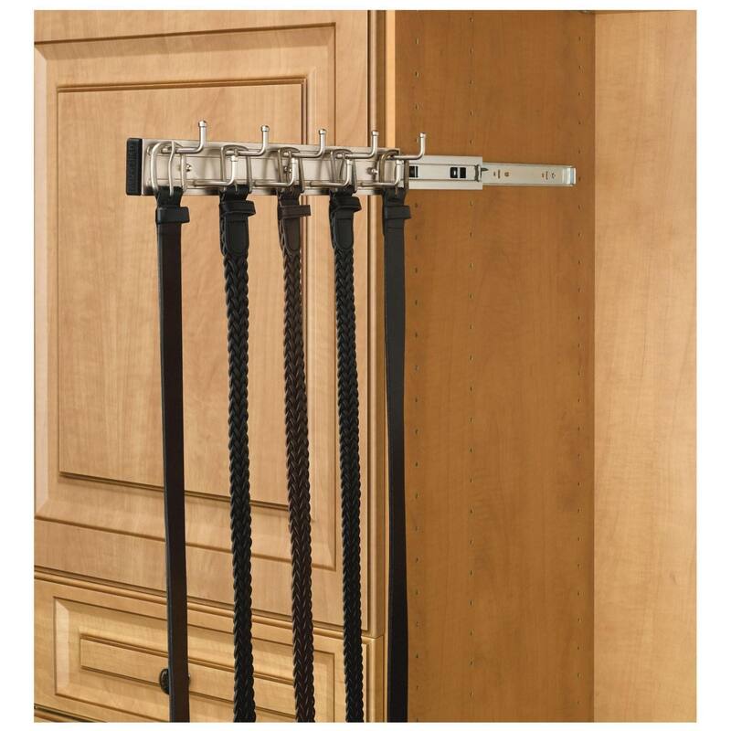 Rev-A-Shelf BRC Series 12 Inch Pull Out Belt and Tie Rack with 9 Hooks