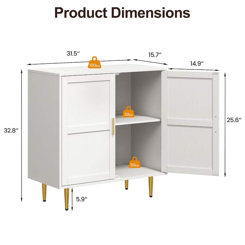 2-Door Storage Cabinet with Adjustable Shelves
