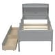 preview thumbnail 19 of 26, Wood Twin Size Platform Bed with LED Light, Multi-functional Headboard
