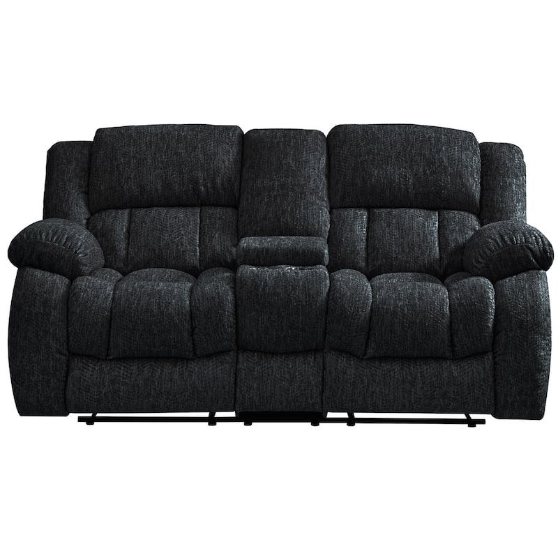 77" Black Manual Reclining Loveseat With Storage