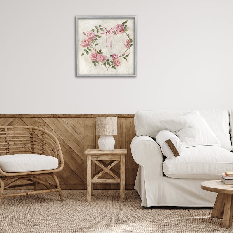 Stupell Rose Heart Wreath Framed Giclee Art Design By Sally Swatland
