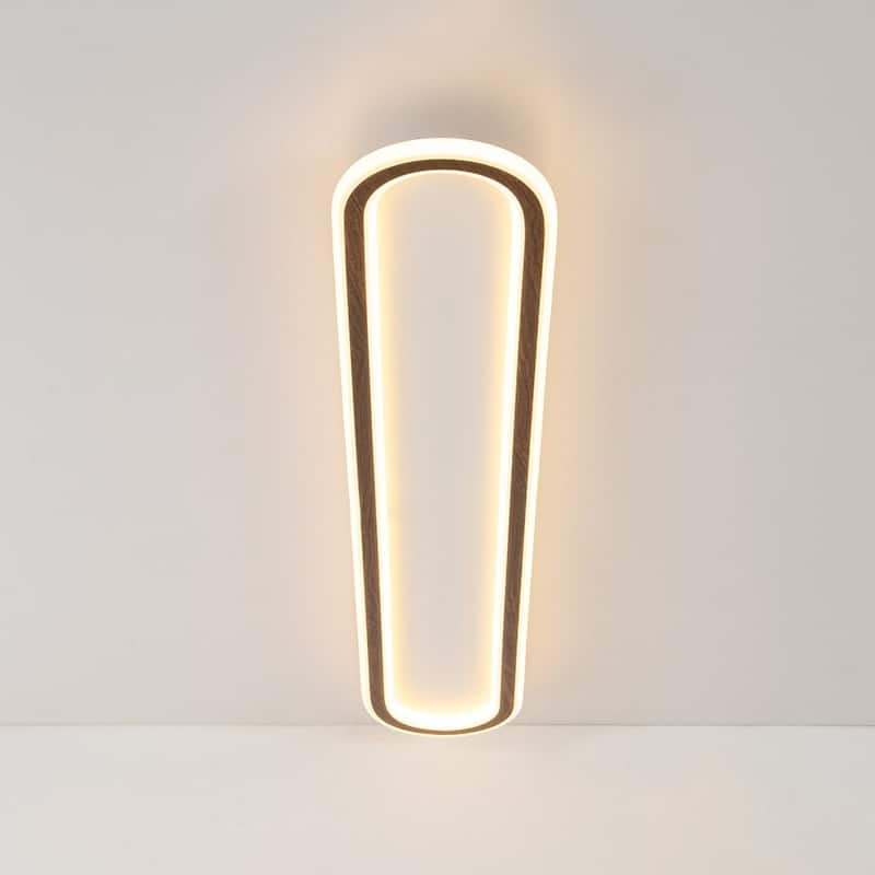 Scandinavian Linear Wood Ring Dimmable LED Flush Mount Light