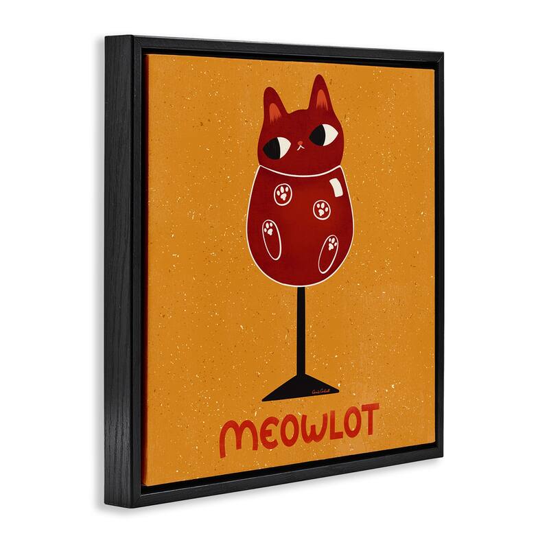 Stupell Meowlot Cat Merlot Framed Floater Canvas Wall Art Design By Carrie Cantwell