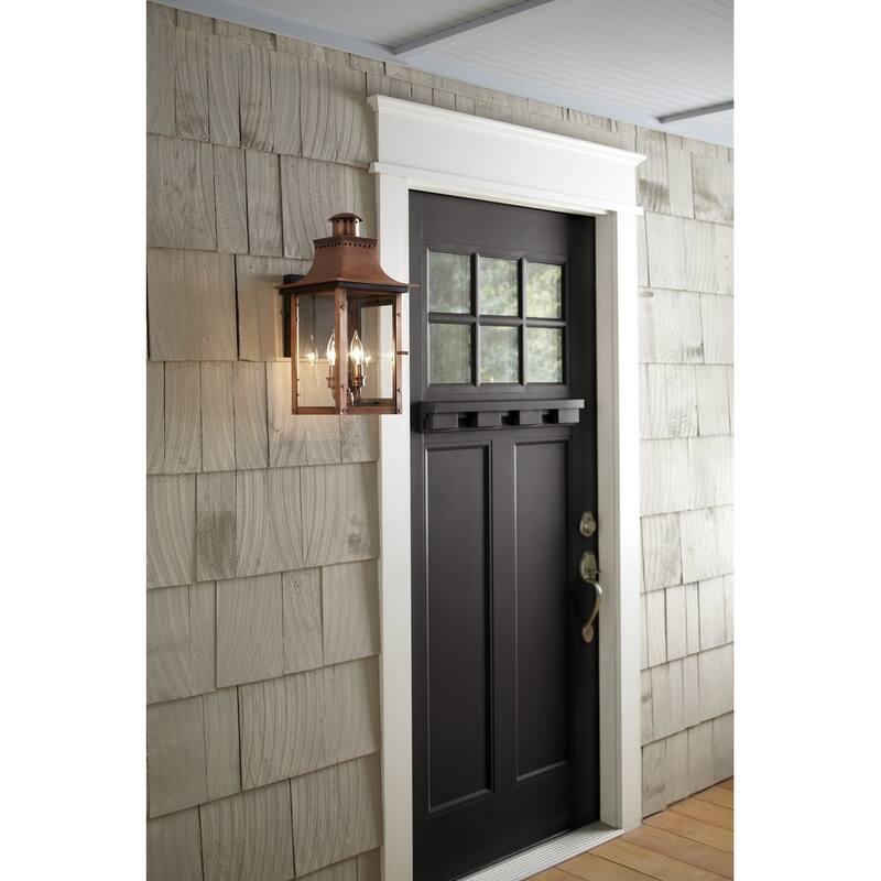Chalmers 2-Light Outdoor Wall Lantern in Aged Copper