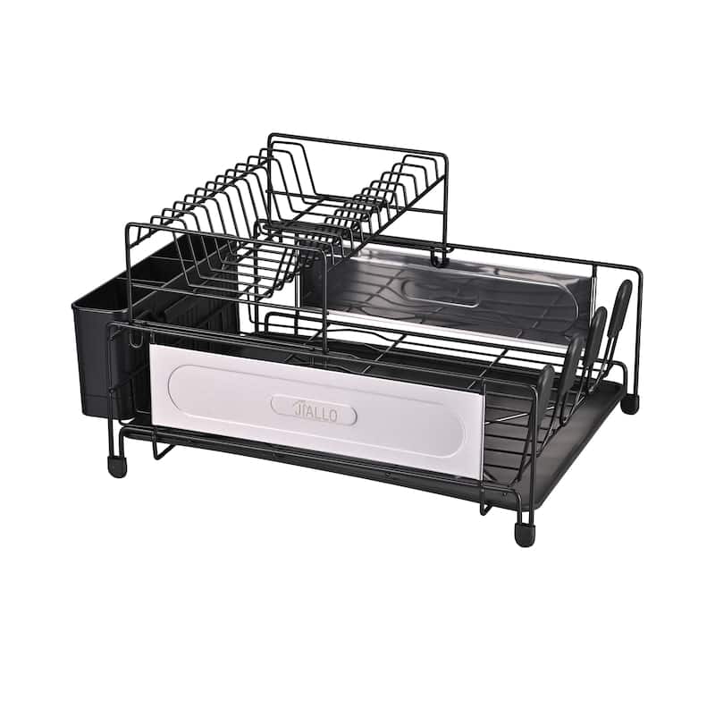 Stainless Steel 2-Tier dish rack with self -draining tray - N/A