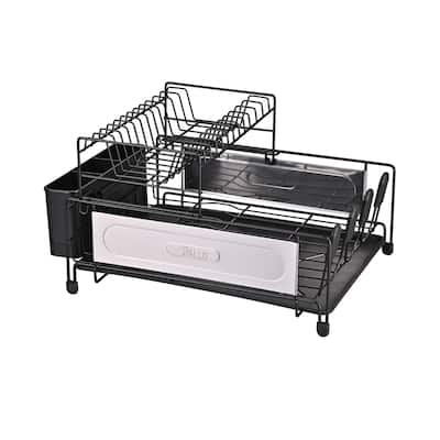 Stainless Steel 2-Tier dish rack with self -draining tray - N/A