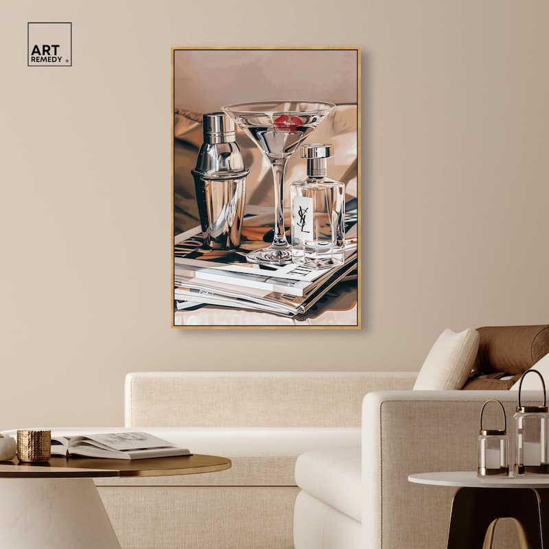 Martini Magazine Stack Canvas by Art Remedy