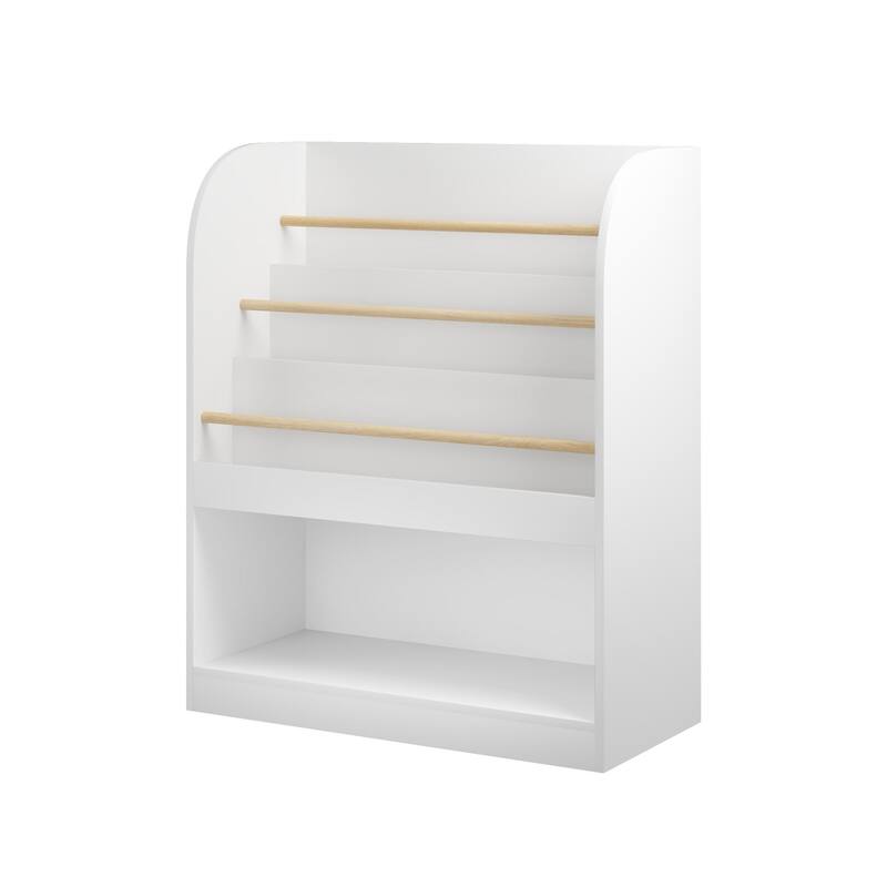 Kids Bookshelf with Open Storage, Front-Facing Children's Bookcase, Multi-Tier Wooden Book Display Shelf